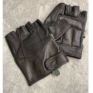 Fuel Fingerless Motorcycle Riding Gloves Mens Size Medium Black Leather Biker